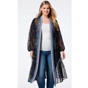 Cato embroidered lace duster western Size 18W Bohemian Coastal Artsy Coachella